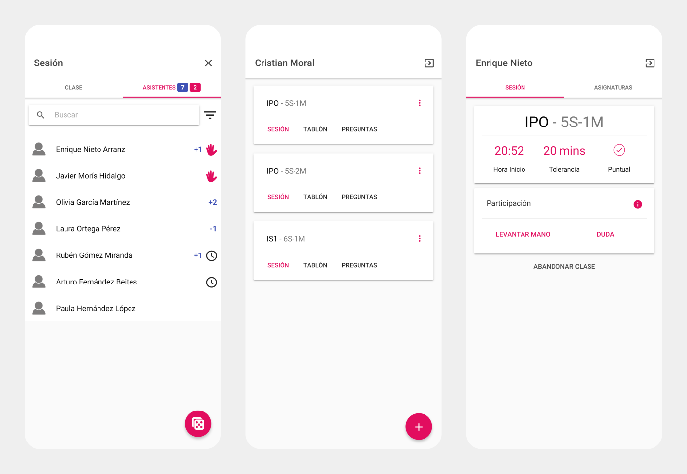 Example screenshots of the project