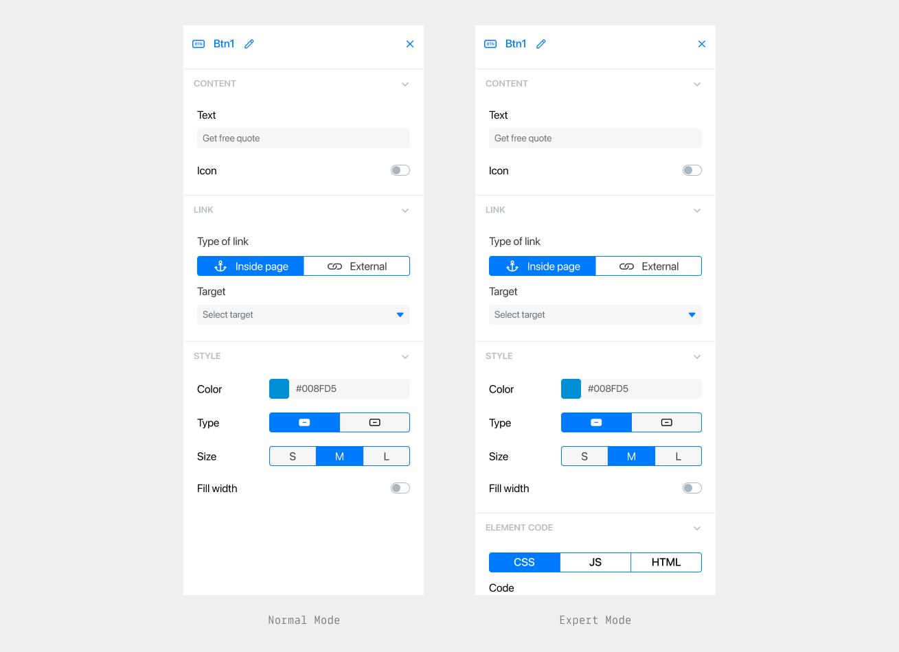 Normal and expert mode for Buttons