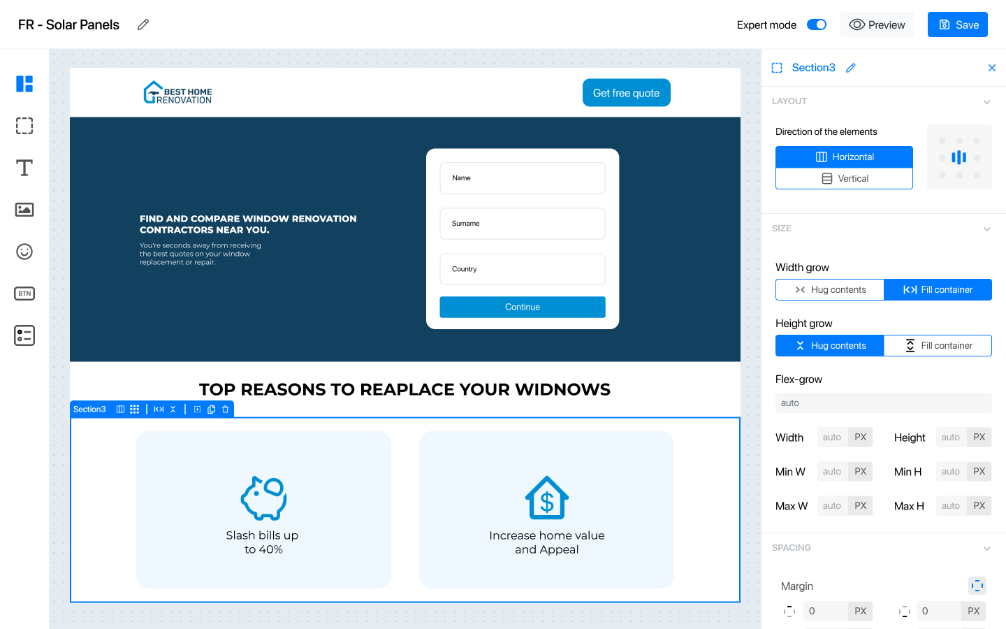 Screenshot of the Web Builder